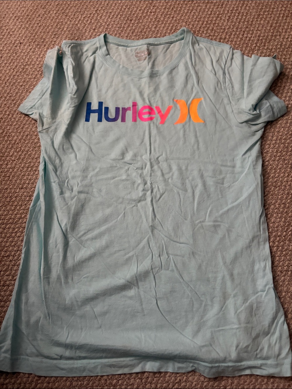 Hurley Light Blue Tee with Multicolor Logo